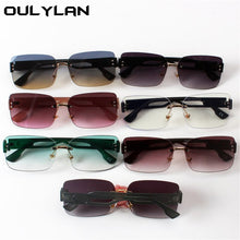 Load image into Gallery viewer, Oulylan Rectangular Frameless Sunglasses Women 2023  Gradient Green Sun Glasses Ladies Design Hollow Temples Eyewear UV400