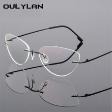 Load image into Gallery viewer, Oulylan Rimless Cat Eye Titanium Alloy Glasses Frame Men Ultralight    Eyeglasses Women Frameless Eyewear Optical Myopia Frame