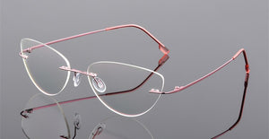 Oulylan Rimless Cat Eye Titanium Alloy Glasses Frame Men Ultralight    Eyeglasses Women Frameless Eyewear Optical Myopia Frame