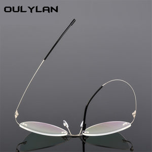 Oulylan Rimless Cat Eye Titanium Alloy Glasses Frame Men Ultralight    Eyeglasses Women Frameless Eyewear Optical Myopia Frame
