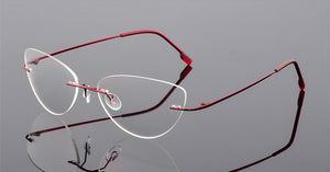Oulylan Rimless Cat Eye Titanium Alloy Glasses Frame Men Ultralight    Eyeglasses Women Frameless Eyewear Optical Myopia Frame