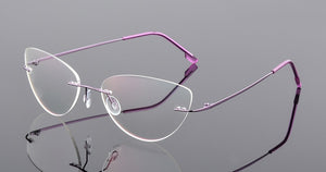 Oulylan Rimless Cat Eye Titanium Alloy Glasses Frame Men Ultralight    Eyeglasses Women Frameless Eyewear Optical Myopia Frame