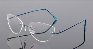 Oulylan Rimless Cat Eye Titanium Alloy Glasses Frame Men Ultralight    Eyeglasses Women Frameless Eyewear Optical Myopia Frame