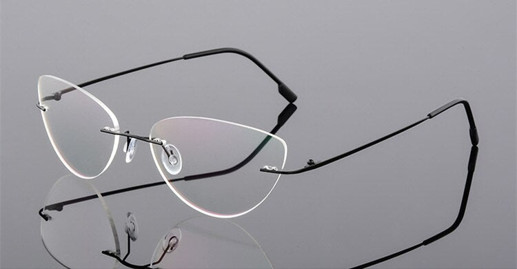 Oulylan Rimless Cat Eye Titanium Alloy Glasses Frame Men Ultralight    Eyeglasses Women Frameless Eyewear Optical Myopia Frame