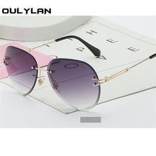 Carica l&#39;immagine nel visualizzatore di Gallery, Oulylan Rimless Sunglasses Women Brand Designer Sun Glasses Gradient Shades Cutting Lens Ladies Frameless Metal Eyeglasses UV400