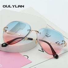 Carica l&#39;immagine nel visualizzatore di Gallery, Oulylan Rimless Sunglasses Women Brand Designer Sun Glasses Gradient Shades Cutting Lens Ladies Frameless Metal Eyeglasses UV400
