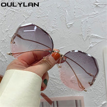 Load image into Gallery viewer, Oulylan Rimless Sunglasses Women Fashion Metal Bent leg Gradient Sun Glasses Ladies Sexy Blue Pink Eyewear Vintage Shades UV400