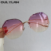 Load image into Gallery viewer, Oulylan Rimless Sunglasses Women Fashion Metal Bent leg Gradient Sun Glasses Ladies Sexy Blue Pink Eyewear Vintage Shades UV400