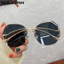 Load image into Gallery viewer, Oulylan Rimless Sunglasses Women Fashion Metal Bent leg Gradient Sun Glasses Ladies Sexy Blue Pink Eyewear Vintage Shades UV400
