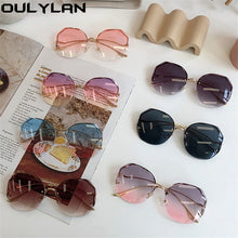 Load image into Gallery viewer, Oulylan Rimless Sunglasses Women Fashion Metal Bent leg Gradient Sun Glasses Ladies Sexy Blue Pink Eyewear Vintage Shades UV400