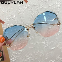 Load image into Gallery viewer, Oulylan Rimless Sunglasses Women Fashion Metal Bent leg Gradient Sun Glasses Ladies Sexy Blue Pink Eyewear Vintage Shades UV400