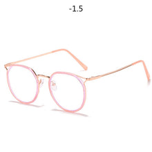 Load image into Gallery viewer, Oulylan Round Finished Myopia Glasses Women Men Cat Eye Nearsighted Eyewear Student Glasses with Diopters Minus -1.0 -1.5 -2.5