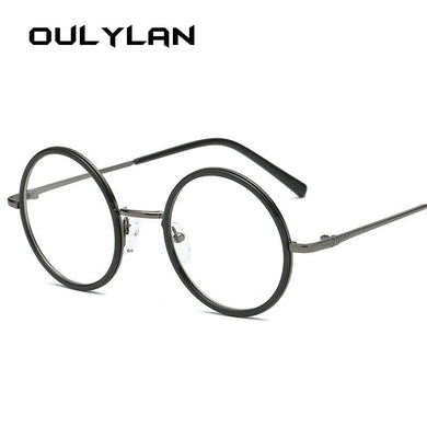 Oulylan Round Glasses Frame Women Men Clear Lens Eyeglasses Frames Ladies Transparent Myopia Optical Spectacle Black Gold
