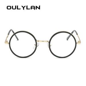Oulylan Occhiali Rotondi Montatura Donna Uomo Montature per occhiali con lenti trasparenti Donna Trasparente Miopia Occhiali da vista Nero Oro 