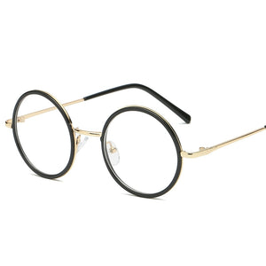 Oulylan Occhiali Rotondi Montatura Donna Uomo Montature per occhiali con lenti trasparenti Donna Trasparente Miopia Occhiali da vista Nero Oro 
