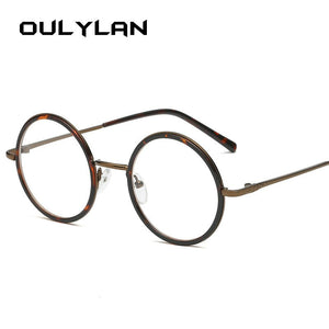 Oulylan Occhiali Rotondi Montatura Donna Uomo Montature per occhiali con lenti trasparenti Donna Trasparente Miopia Occhiali da vista Nero Oro 