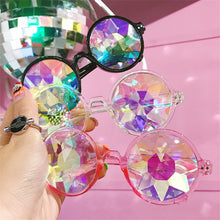 Load image into Gallery viewer, Oulylan Round Kaleidoscope Glasses Rave Festival Men Women Brand Designer Holographic Kaleidoscope Party Sunglasses Retro