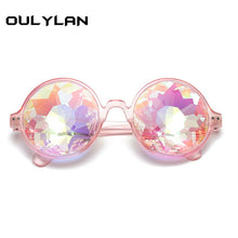 Load image into Gallery viewer, Oulylan Round Kaleidoscope Glasses Rave Festival Men Women Brand Designer Holographic Kaleidoscope Party Sunglasses Retro