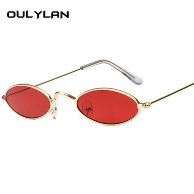 Oulylan Small Frame Black Shades Round Sunglasses Women Oval Brand Designer Vintage Fashion Pink Sun Glasses Oculos De Sol