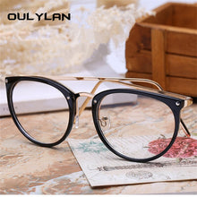 Load image into Gallery viewer, Oulylan Transparent Cat Eye Glasses Frames Women Fashionable   Fake Eyeglasses Metal Optical Frame for Womens