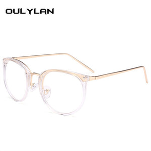 Oulylan Transparent Eyeglasses Women Sexy Cat Eye Glasses Frames Female Metal Optical Spectacles Clear  Myopia Frame