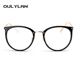 Oulylan Transparent Eyeglasses Women Sexy Cat Eye Glasses Frames Female Metal Optical Spectacles Clear  Myopia Frame