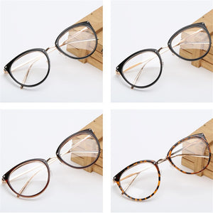 Oulylan Transparent Eyeglasses Women Sexy Cat Eye Glasses Frames Female Metal Optical Spectacles Clear  Myopia Frame