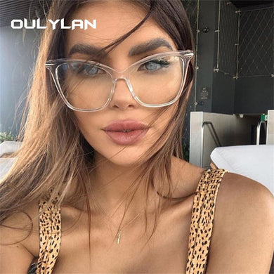 Oulylan Transparent Glasses Cat Eye Glasses Frames for Women Men Clear Optical Eyeglasses Computer Eyewear