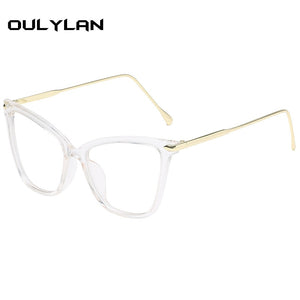 Oulylan Transparent Glasses Cat Eye Glasses Frames for Women Men Clear Optical Eyeglasses Computer Eyewear
