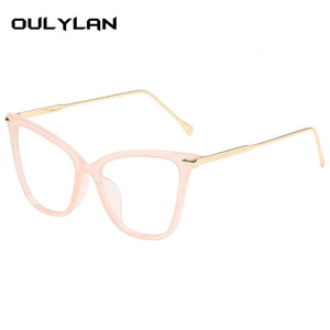 Oulylan Transparent Glasses Cat Eye Glasses Frames for Women Men Clear Optical Eyeglasses Computer Eyewear