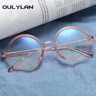 Oulylan Transparent Glasses Frames Women Men Round Eyeglasses Frame Pink Blue Black Optical Spectacles