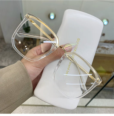 Oulylan Transparent Glasses Women Computer Anti Blue Light Eyeglasses Frames Men Oversized Styles Optical Spectacle Myopia Frame