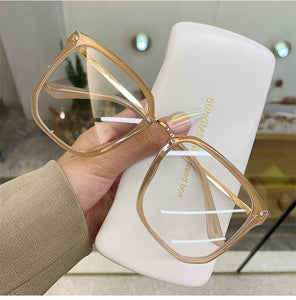 Oulylan Transparent Glasses Women Computer Anti Blue Light Eyeglasses Frames Men Oversized Styles Optical Spectacle Myopia Frame