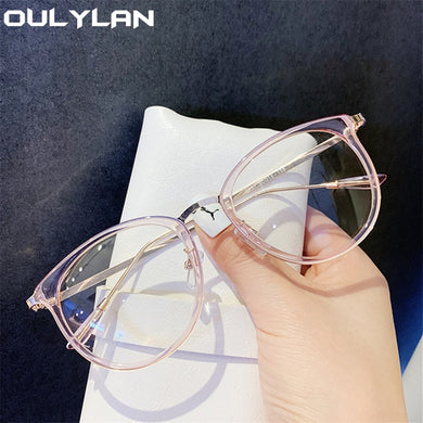 Oulylan Vintage Round Glasses Frame Women Transparent Anti Blue Light Spectacles Frames Men Metal Computer Fake Glasses