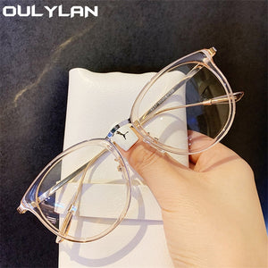 Oulylan Vintage Round Glasses Frame Women Transparent Anti Blue Light Spectacles Frames Men Metal Computer Fake Glasses