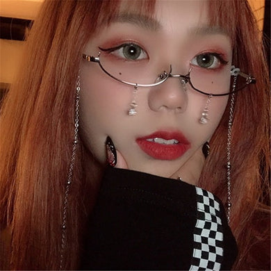 Oulylan Without Lens Vintage Glasses Frame Women  Design Pendant Decoration Half frame Eyeglasses Girls  Glasses