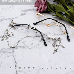 Oulylan Without Lens Vintage Glasses Frame Women  Design Pendant Decoration Half frame Eyeglasses Girls  Glasses