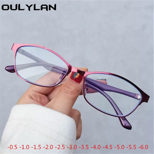 Women Business Finished Myopia Glasses Student Anti Blue Light Computer Nearsighted Eyeglasses Prescription -1.0 1.5 to6