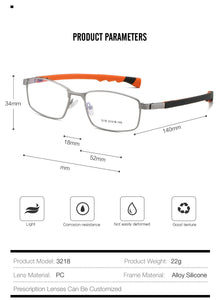 Outdoor Sports Glasses Frame Men Square Basketball Protective Myopia Optical Prescription Eye Glasses Folding Silicone Eyewear