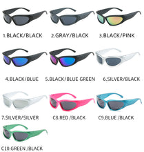 Load image into Gallery viewer, Oval Black Future Steampunk Goggle Sunglasses Women 2023  Brand Designer Rectangle Tint Silver Y2K Sunglasses Men