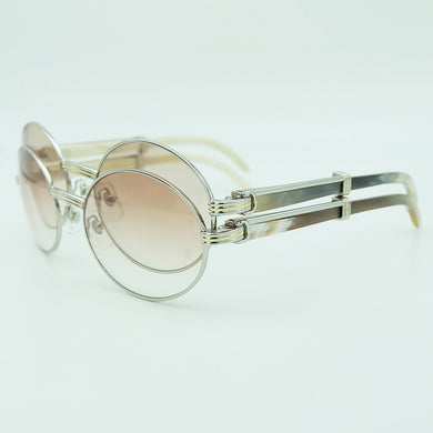 Oval Mottled Buffalo Horn Sunglasses Men Carter Mens Metal Black White Buffs Sun Glasses  Outdoor Driving Shade Eyewear