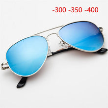 Load image into Gallery viewer, Oval Myopia Sunglasses With Degree Metal Blue Coating UV400 Goggle Women Men Nearsighted Glasses -300 -350 -400