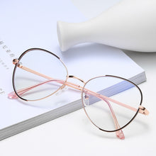 Carica l&#39;immagine nel visualizzatore di Gallery, Montature per occhiali ottici ovali Montature per occhiali semplici ultraleggere in metallo anti-blu Uomo Donna Occhiali per computer UV400