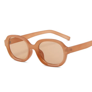 Oval Orange Yellow Frame Sunglasses Women Men Metal Hinge Red Tan Pink Lens UV400 Protection Model Style Sexy Ladies Eyewear