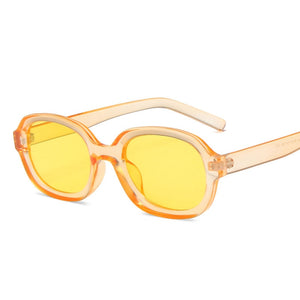 Oval Orange Yellow Frame Sunglasses Women Men Metal Hinge Red Tan Pink Lens UV400 Protection Model Style Sexy Ladies Eyewear