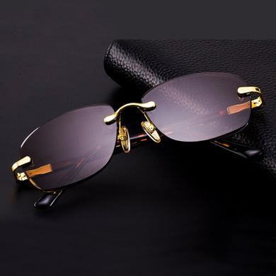 Oval Sunglasses Man Crystal Stone  Rimless Glass Sun Glasses Woman Brand Vintage Acetate Frame  Anti Eye Dry