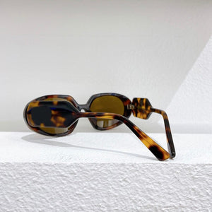 Oval acetate tortoise frame women&#39;s sunglasses style brwon lens lady eyewear with wide temples