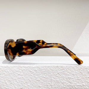 Oval acetate tortoise frame women&#39;s sunglasses style brwon lens lady eyewear with wide temples
