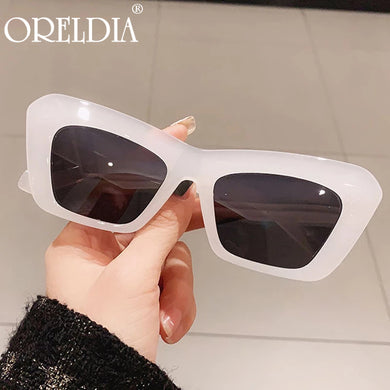 Oversize Candy Color Square Cat Eye Sunglasses For Women Band Elegant Gradient Sun Glasses Female Blue Clear Eyewear