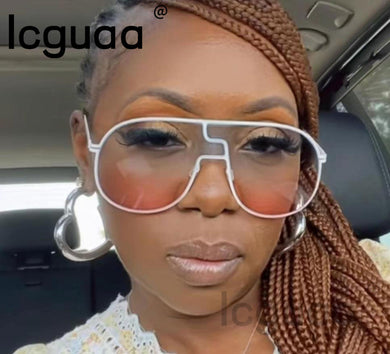 Oversize One-Piece Sunglasses Steam Punk Mteal Frame Eye Wear Glasses Brand Designer For Women Men Orange Frame Eyeglasses UV400